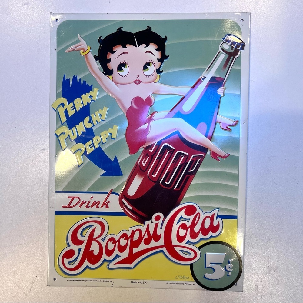 Betty Boop Drink Boopsie Cola TIN SIGN metal poster vintage diner soda